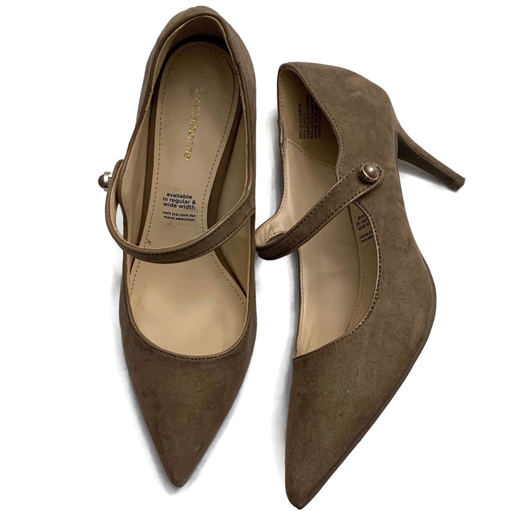 Liz Claiborne Mary Jane Brown Suede Heels 6M EUC